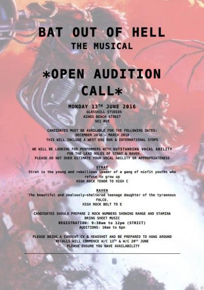 Audition for "Bat out of hell"